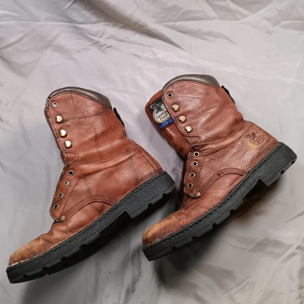 Georgia Boot Eagle Light G8083 Mens 8 Inch Russet Wildwood Leather Work Boots 9M